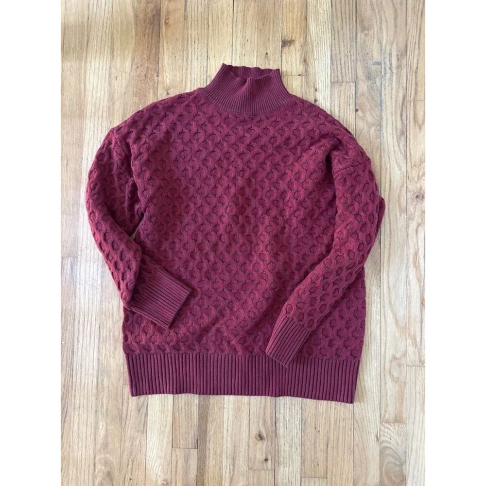 Knox rose medium burgundy textured cotton acrylic blend sweater